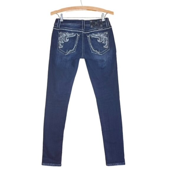 MISS ME Jewel Embellished Skinny Jeans - Size 26 - Picture 3 of 15